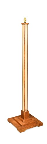 Lot 203 - An Art Deco walnut and peach glass standard lamp