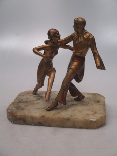 Lot 2 - An Art Deco spelter figural group of dancers