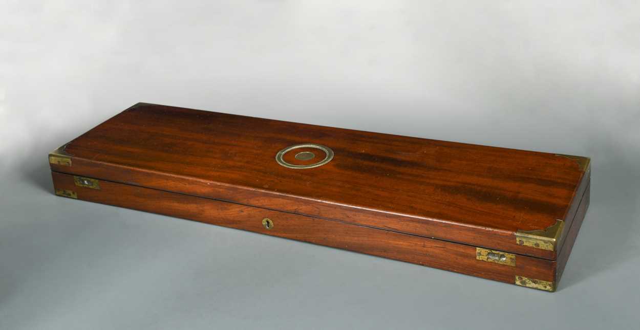 Lot 150 - A brass bound mahogany gun case, 19th century