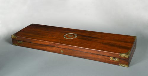 Lot 150 - A brass bound mahogany gun case, 19th century