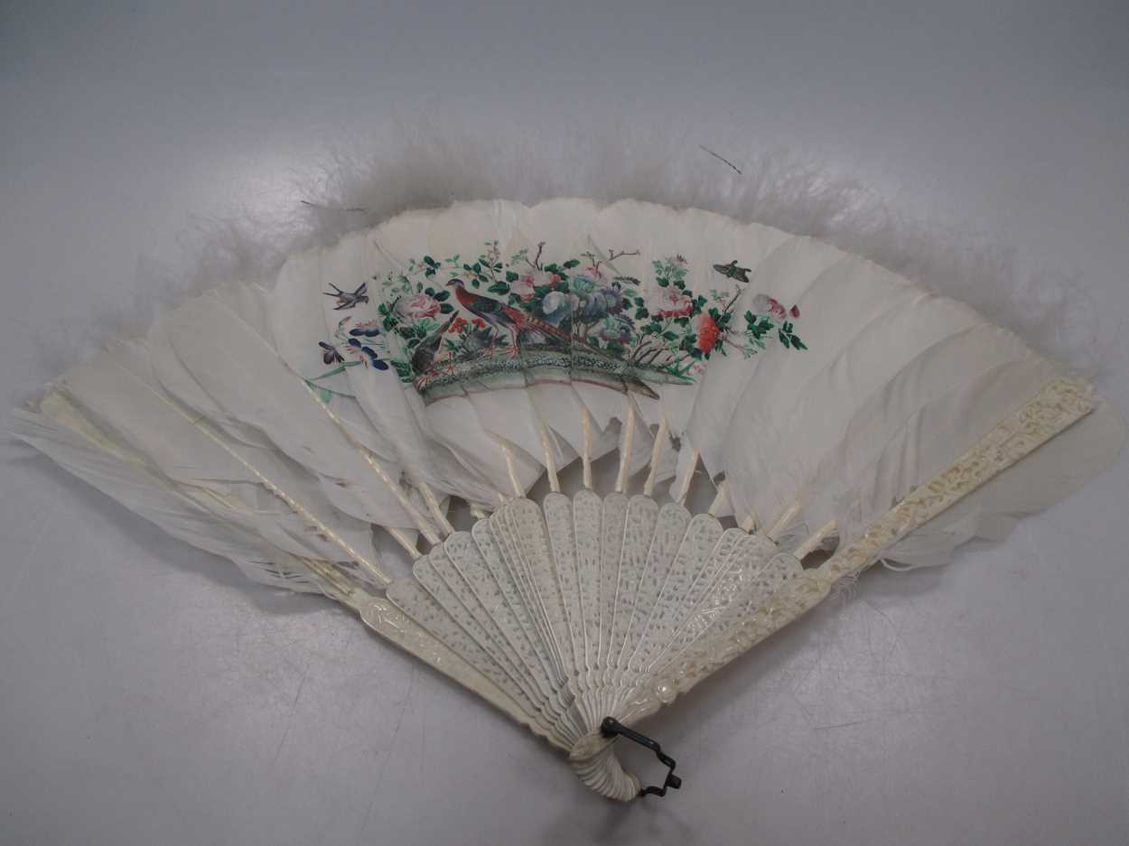 Lot 90 - Three 19th century Chinese ivory fans