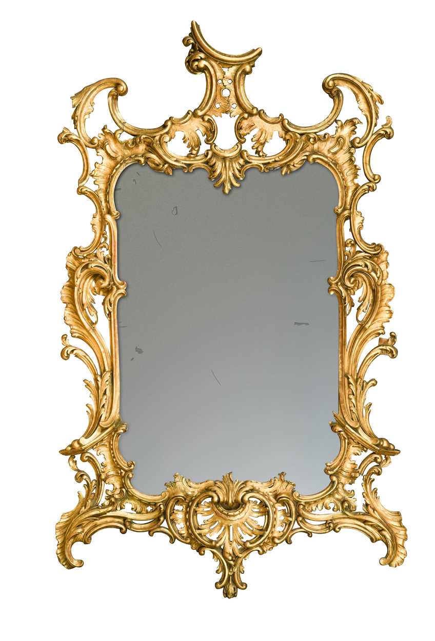 Lot 36 - A carved rococo style giltwood mirror, 19th century