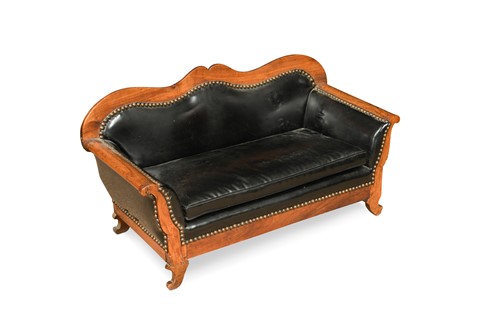 Lot 490 - A small scale continental walnut framed sofa, 19th century