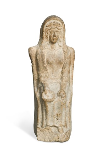Lot 233 - A Roman terracotta seated figure, probably South Italian, 5th - 4th century BC