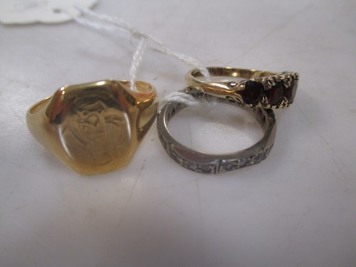 Lot 266 - An 18ct gold signet ring 6.7g, together with...