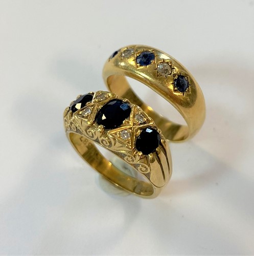 Lot 118 - Two sapphire and diamond set rings