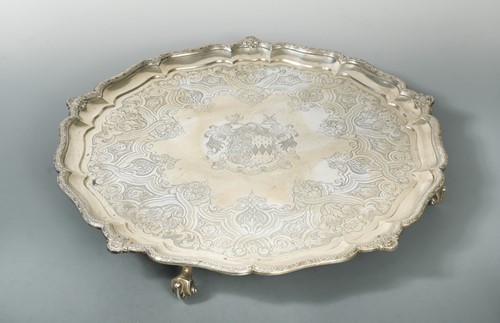 Lot 586 - A large Victorian silver tray by R&S Garrard