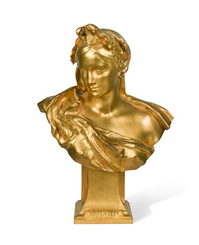 Lot 813 - Gustav Frederic Michel (French, 1851–1924), a gilt bronze bust 'La Pensée'