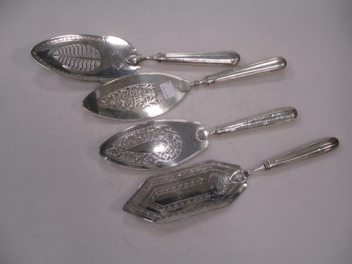 Lot 285 - Four Georgian silver serving blades (4)