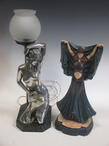 Lot 41 - Art deco resin and metal figurines