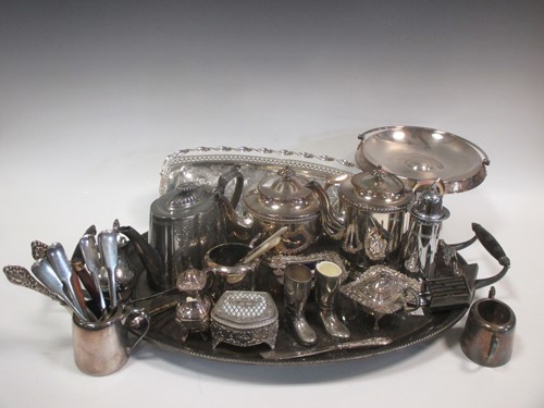 Lot 308 - Two canteens of plated flatware, various trays,...