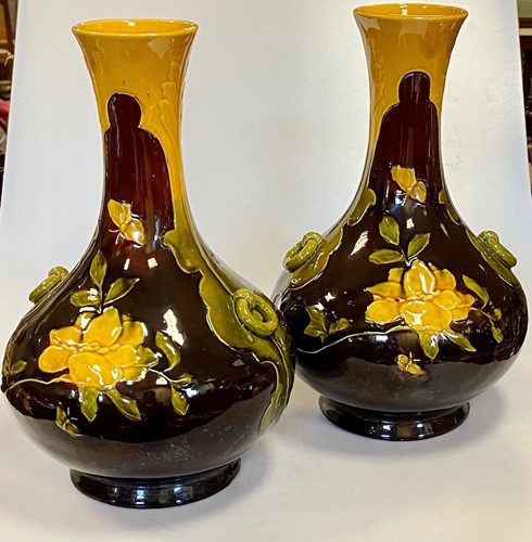 Lot 208 - A large pair of Bretby Art Pottery vases