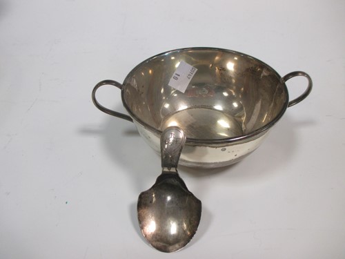 Lot 295 - A silver bowl and a 19th century caddy spoon (2)