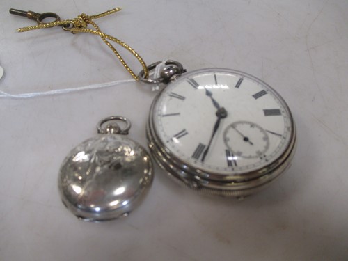 Lot 265 - Victorian silver pocket watch with key, weight...