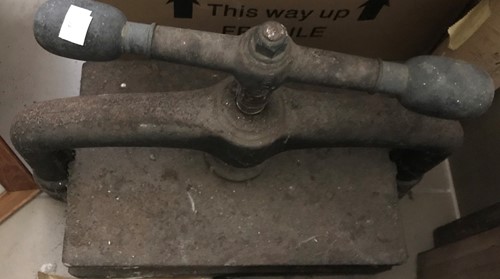 Lot 504 - A cast iron book press.