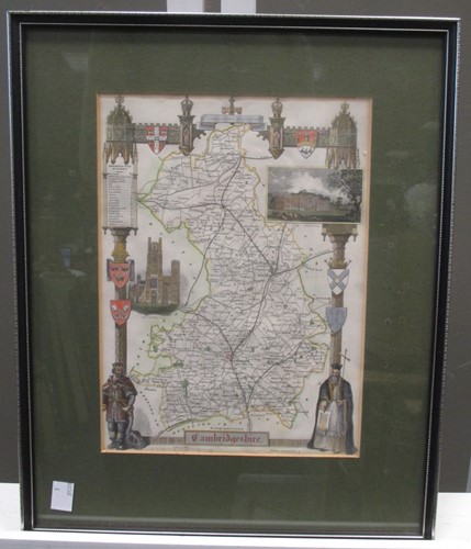 Lot 457 - A coloured engraved map of Cambs, an 18th...