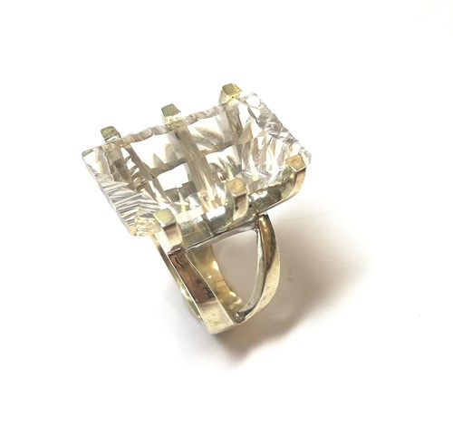 Lot 26 - A modern rock crystal statement ring