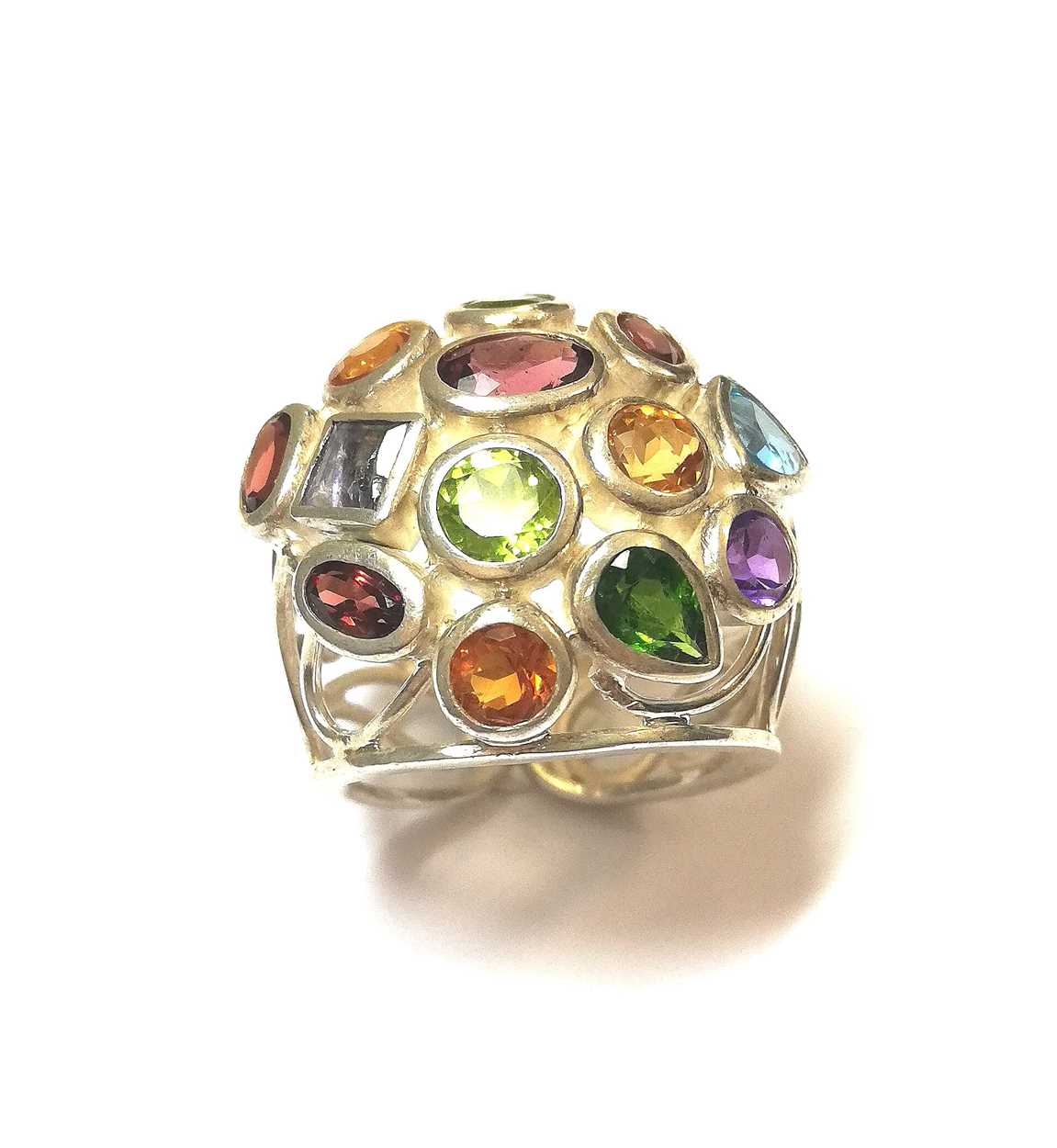 Lot 14 - A modern multi gemstone ring