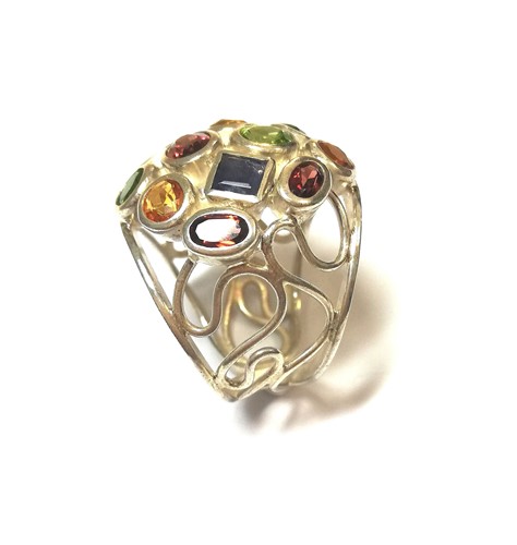 Lot 14 - A modern multi gemstone ring