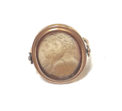 Lot 41 - A Neo Classical design double intaglio swivel head ring