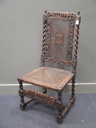 Lot 661 - A 17th century style caned walnut chair