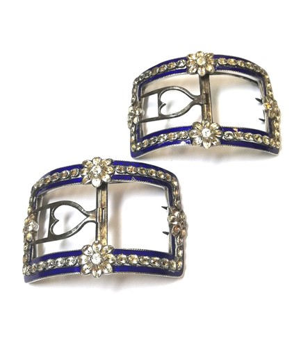 Lot 82 - A pair of Regency steel, paste and enamel shoe buckles