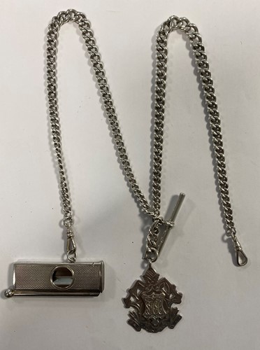 Lot 241 - A Sterling silver 'double Albert' watch chain