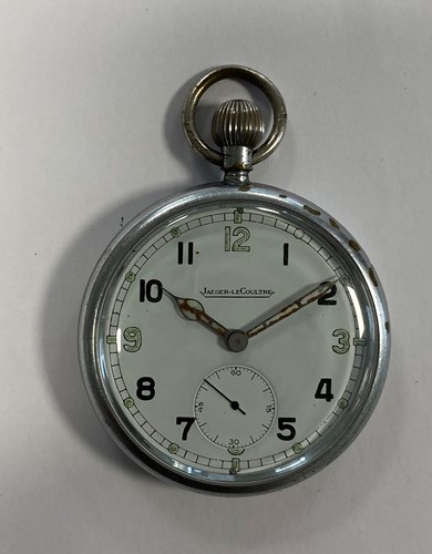 Lot 257 - Jaeger Le Coultre – A base metal military issue open-faced pocket watch