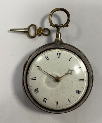 Lot 243 - James How, Bromley - A George III silver pair cased pocket watch