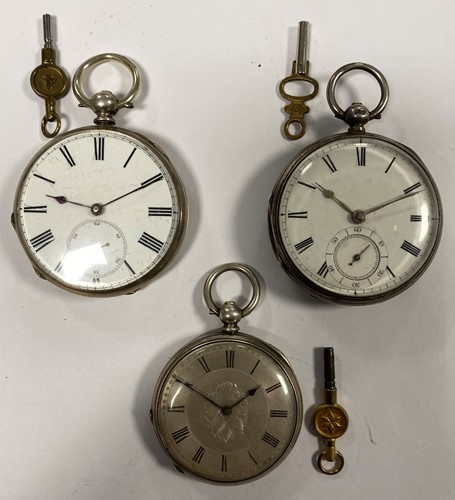 Lot 249 - A trio of silver key wind open-faced pocket watches