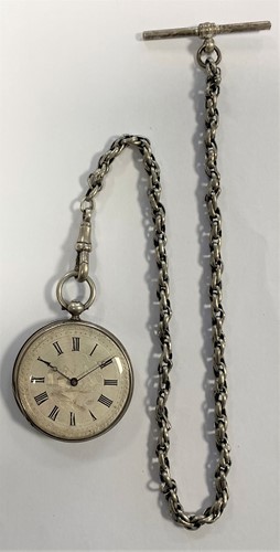 Lot 253 - Jacot, Geneve - A lady's slimline open faced pocket watch and 'Albertina' chain