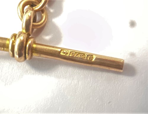Lot 286 - JW Benson - A George V 9ct full hunter pocket watch and 'double Albert' chain