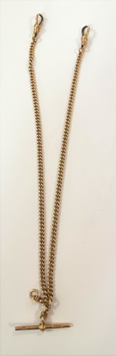 Lot 286 - JW Benson - A George V 9ct full hunter pocket watch and 'double Albert' chain