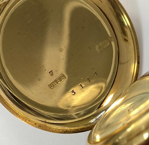 Lot 286 - JW Benson - A George V 9ct full hunter pocket watch and 'double Albert' chain