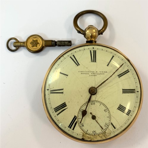 Lot 269 - Creighead & Webb, London - A Victorian 18ct gold open-faced pocket watch
