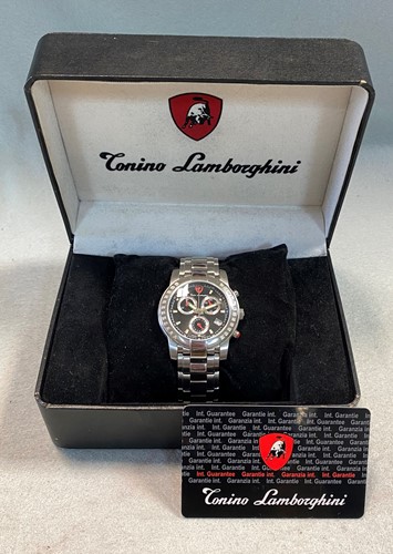 Lot 321 - Tonino Lamborghini - A gentleman's stainless steel chronograph wristwatch with diamond bezel