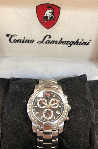 Lot 321 - Tonino Lamborghini - A gentleman's stainless steel chronograph wristwatch with diamond bezel