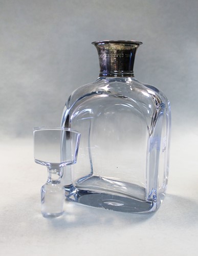 Lot 9 - Two cut glass decanters with Danish metalware collars