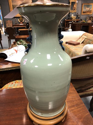 Lot 953 - A pair of  Chinese blue and white lamps, 20th century