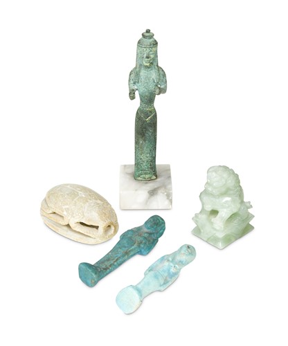 Lot 830 - An Egyptian faience Ushabti, late period, 600-800BC
