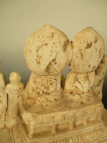 Lot 127 - A Chinese white marble double Bodhisattva group, with aureoles and four followers, in Sui/early Tang style