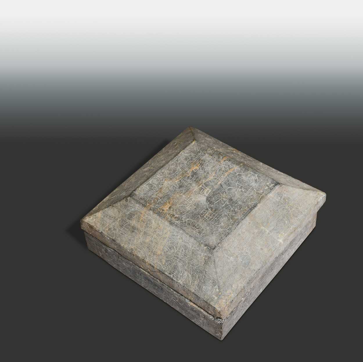 Lot 129 - A Chinese limestone square ancestor box and