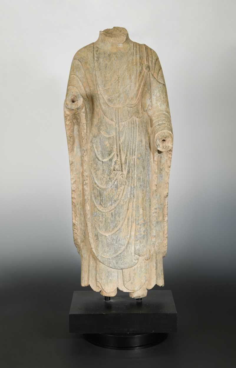 Lot 132 - A Chinese grey limestone torso of Buddha