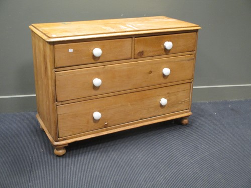Lot 728 - A Victorian stripped pine chest of drawers, 78...