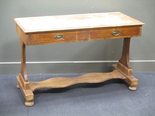 Lot 732 - A two drawer pine side or writing table, 74 x...