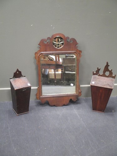 Lot 624 - Two 19th century candle boxes and a fretwork...