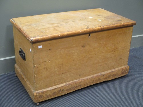 Lot 723 - A pine mule chest, 64 x 100 x 48cm, and a...