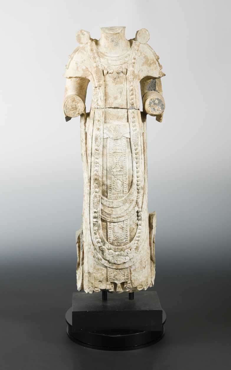 Lot 164 - A Chinese limestone torso of a Bodhisattva,