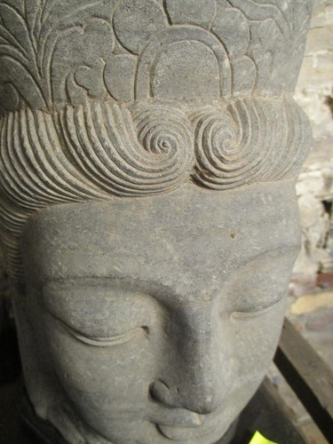 Lot 235 - A Chinese limestone head of Avalokiteshvara