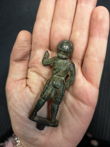Lot 298 - A Chinese gilt bronze figure of a helmeted man, possibly 10th century